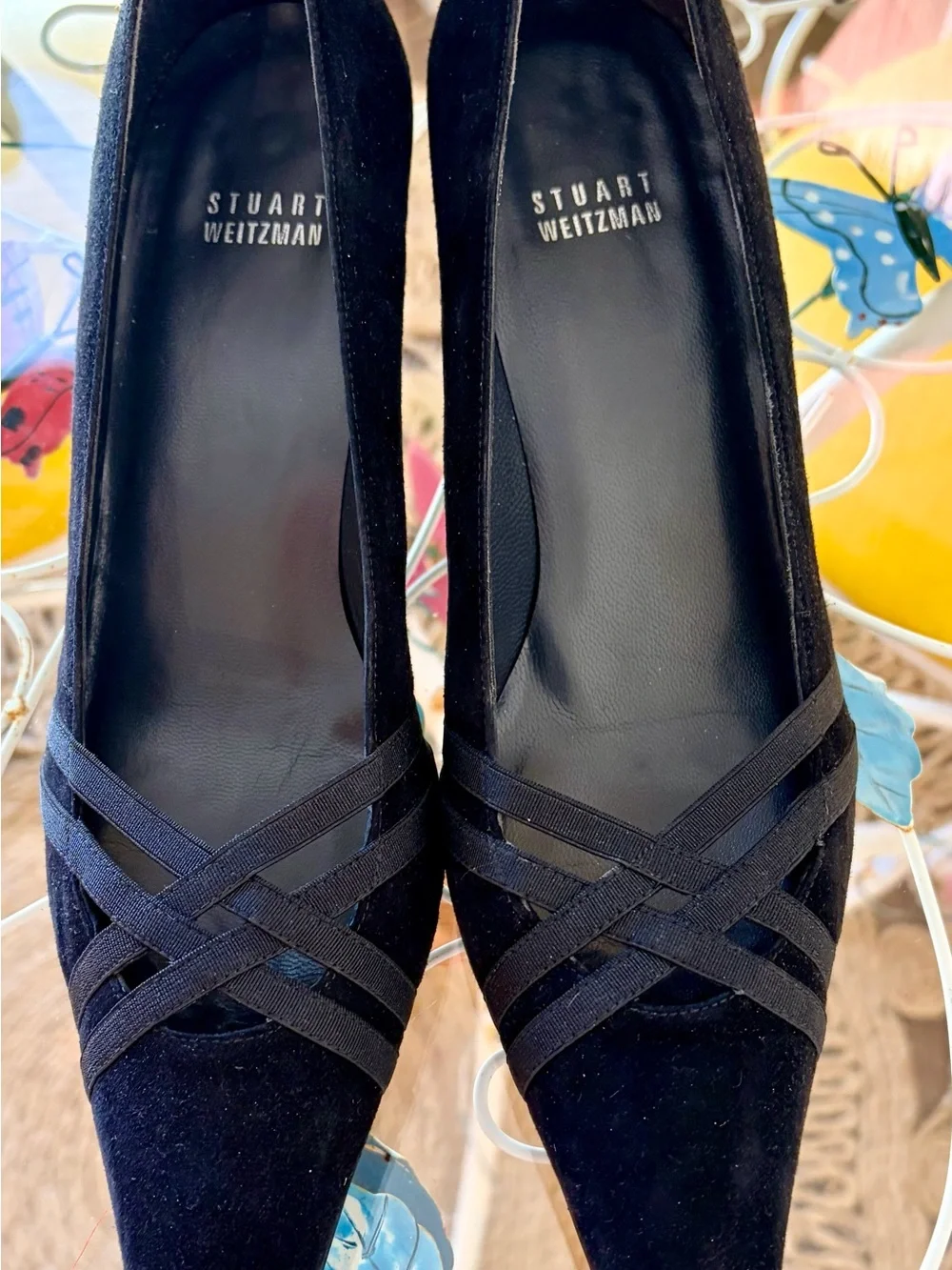 Stuart Weitzman Black Pointed-Toe Pumps 8.5